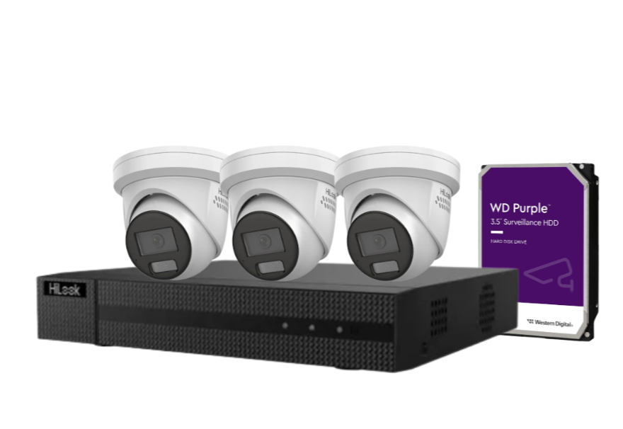 HiLook 4K CCTV Kit with 4CH NVR, Up to x4 8MP Smart Turret Cameras (IPC-T289H-MU/SL) + HDD – Hybrid Light, Audio Alarm, AI Detection, Outdoor-Ready