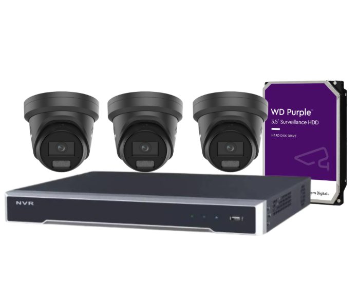 *NEW Hikvision 6MP ColorVu CCTV Kit with 4-Channel PoE NVR, Smart Hybrid Light Cameras, Audio & Strobe Alarm (DS-2CD2367G3-LIS2UY/SL-2) – White/Black