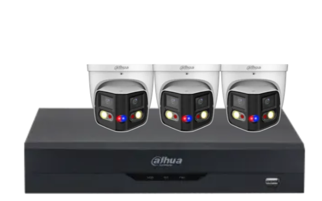 Dahua x4 8MP AI Full-Colour 180° TIOC Duo CCTV Kit with 4-Channel PoE NVR, Dual-Lens WizSense Cameras, and HDD – DH-IPC-PDW3849-A180-AS-PV-ANZ-1
