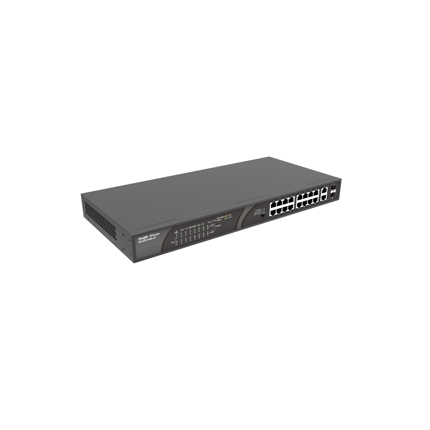 रुइजी आरजी-ईएस118एस-एलपी, 16-पोर्ट 10/100एमबीपीएस डेस्कटॉप अप्रबंधित स्विच