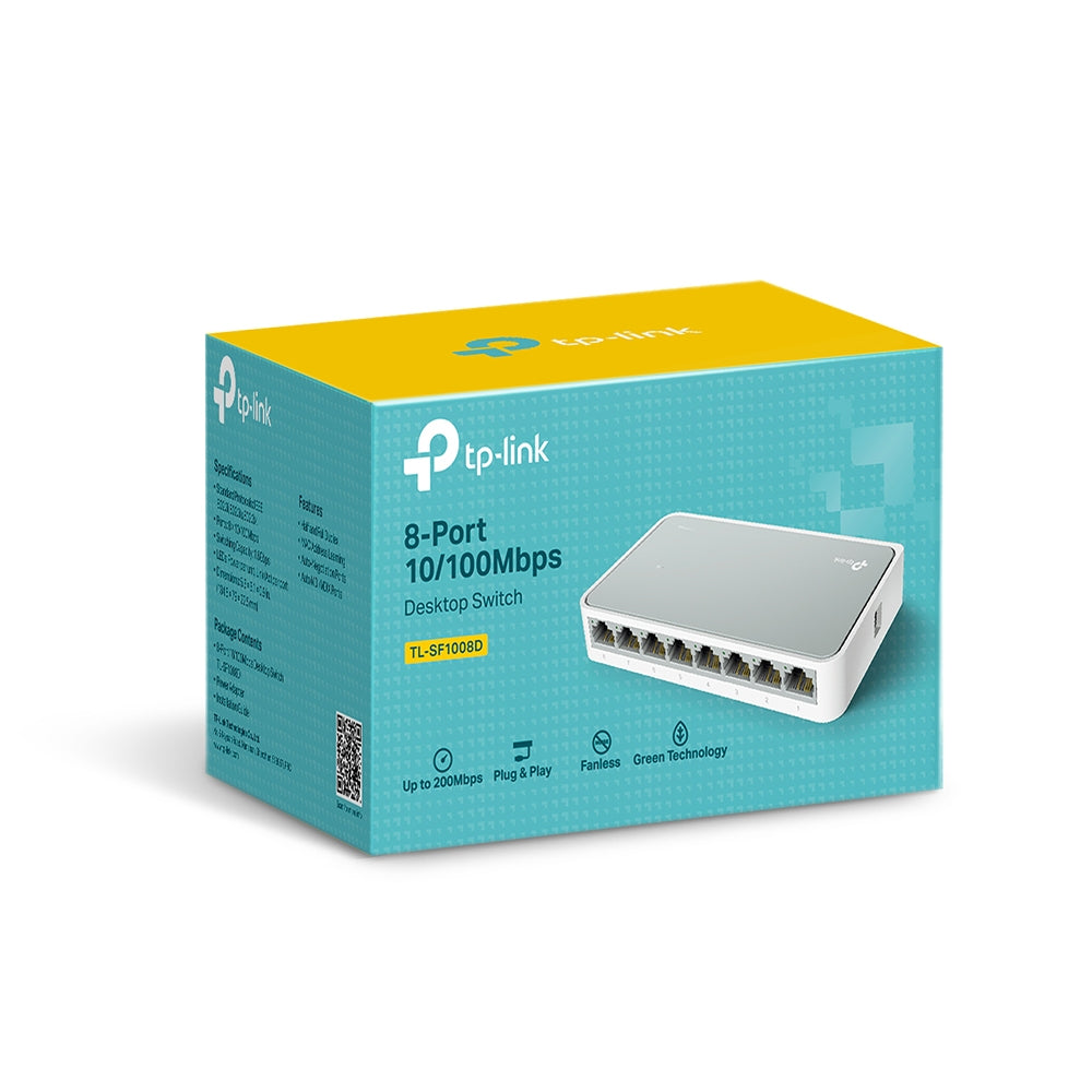 TP-Link TL-SF1008D | 8-Port 10/100Mbps Desktop Ethernet Switch | Eco-Friendly | Plug & Play