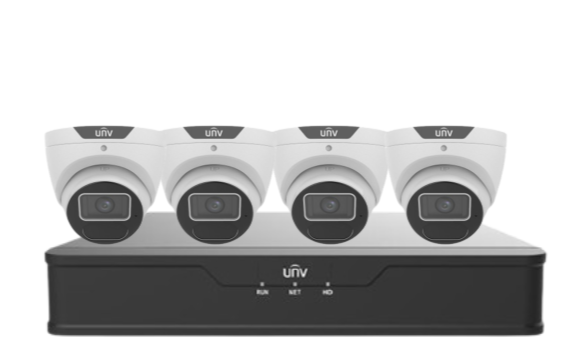 Uniview AcuTrack 6MP AI CCTV Kit with 4x UNI6 PRIME-II Turret Cameras, 4-Channel PoE NVR, LightHunter IR 40m Night Vision, People Counting & HDD - IPC3616SS-ADF28K-I1