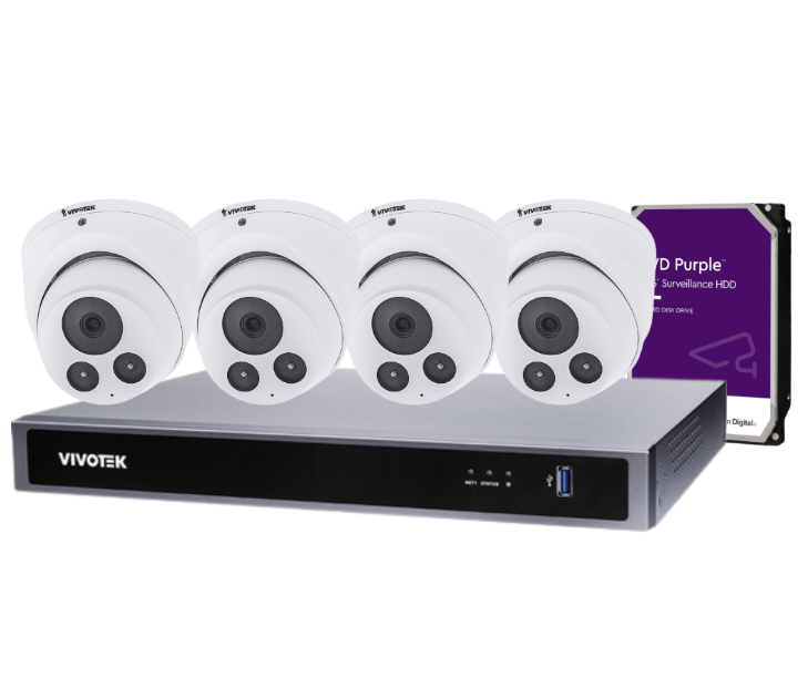 Vivotek IT9380-H 5MP CCTV Kit with 4 Cameras + 8-Channel AI NVR & HDD – Complete Surveillance Solution