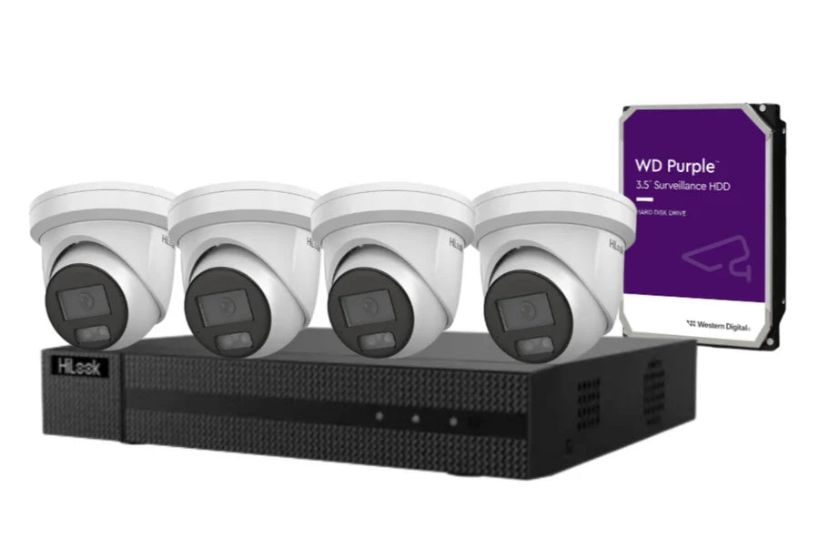 HiLook 6MP AI CCTV Security Kit – Up to 4x IPC-T361H-MU-AUS Turret Cameras, HL-NVR-104MH-C/4P(B) 4K PoE NVR & 2TB Surveillance HDD