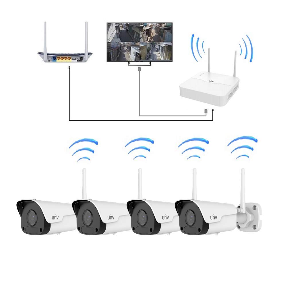 Uniview KIT/301-04LB-W/4*2122SR3-F40W-D 4-CH WI-FI NVR + 4 Bullet Cameras + 1TB HDD