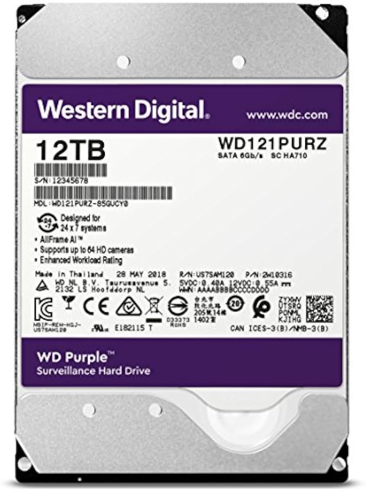 WESTERN DIGITAL 12 TB WD Purple Surveillance Edition (24/7) hard drive HDD