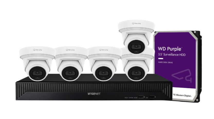 Hanwha Vision x8 Q-Core 8MP AI FlatEye Camera with 8-Channel NVR Kit – Complete 4K Surveillance Solution