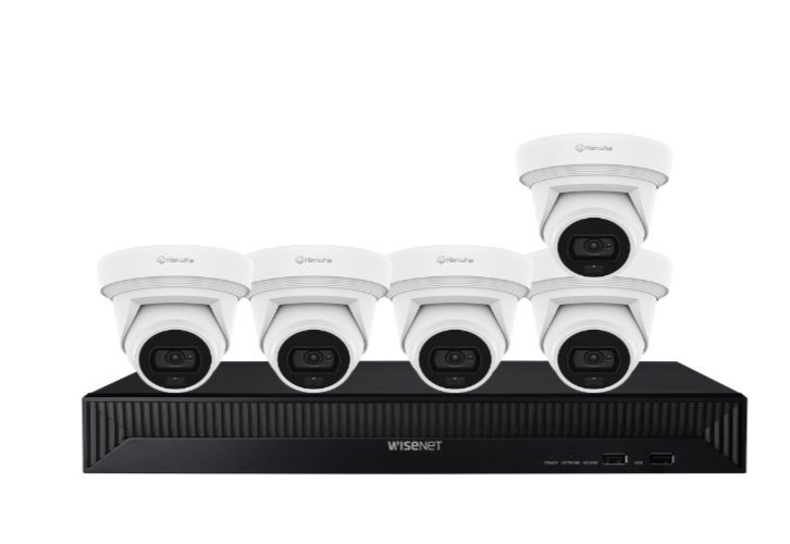 Hanwha Vision x8 Q-Core 8MP AI FlatEye Camera with 8-Channel NVR Kit – Complete 4K Surveillance Solution