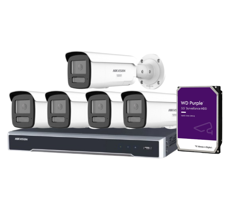 Hikvision 8-Camera 6MP Smart Hybrid Light CCTV Kit with 8CH NVR + HDD – DS-2CD2T67G3-LIS2UY & DS-7608NI-M2/8P