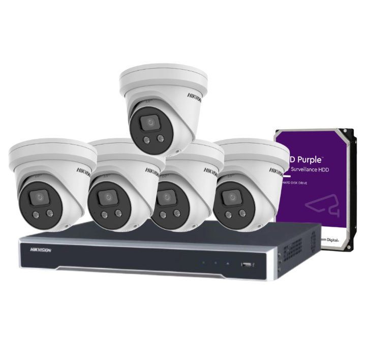 Hikvision 6MP AcuSense 8-Camera CCTV Kit with 8-Channel NVR | DS-2CD2366G2-ISU/SL Cameras + DS-7608NI-M2/8P Recorder + HDD | Active Deterrent + Two-Way Audio | IP67 Rated