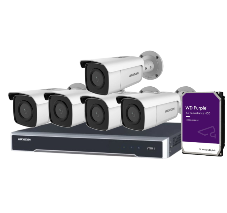 Hikvision 8MP CCTV Kit with 8 DS-2CD2T86G2-2I/4I Bullet Cameras + 8-Channel 8K PoE NVR DS-7608NI-M2/8P + HDD – AcuSense AI, DarkFighter, IP67