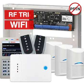 BOSCH Solution 6000 SMART Wireless Alarm Kit – CC615PB IP Panel + CP737B WiFi LCD Prox Keypad + 3x RFDL-11 Tritech Detectors + RF120 Receiver + 2x RF110 Remotes + Siren Kit – K6000-IPW-3WTRI-SMART