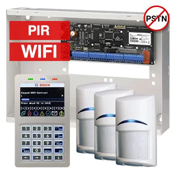 BOSCH Solution 6000 Alarm Kit – CC615PB IP Panel + CP737B WiFi Prox LCD Keypad + 3x PIR Detectors + Siren Kit – K6000-IPW-3PIR