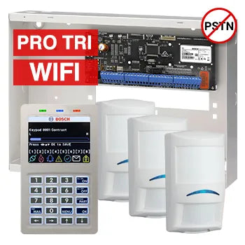 BOSCH Solution 6000 Alarm Kit – CC615PB IP Panel + CP737B WiFi Prox LCD Keypad + 3x Tritech Motion Detectors + Siren Kit – K6000-IPW-3PROTRI