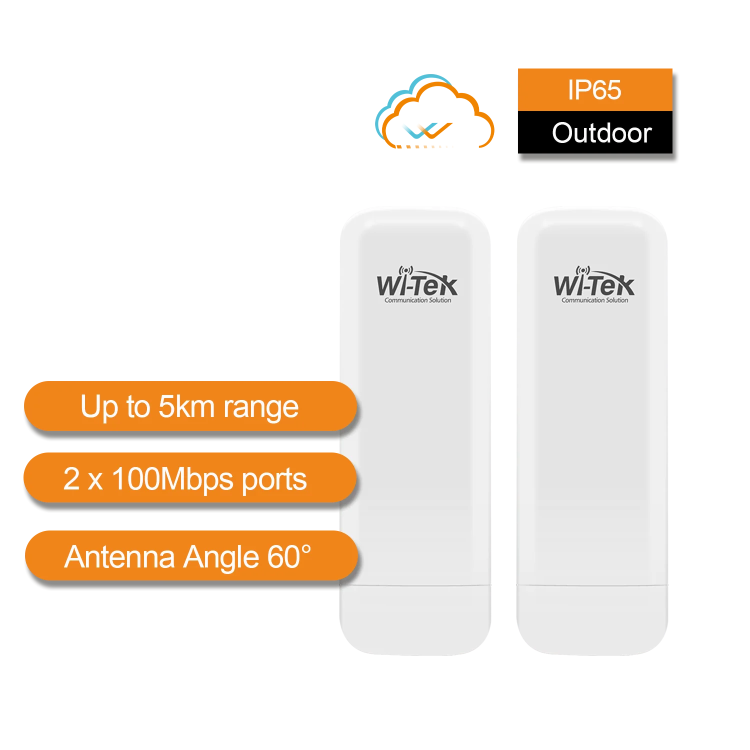 Wi-Tek (WI-CPE513P-KIT V3) 5KM Outdoor 100Mbps Wireless Point-to-Point CPE Kit