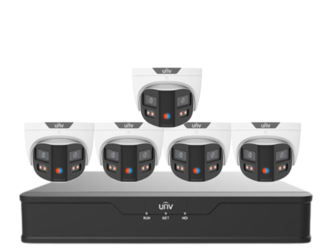 Uniview PRIME-III 8MP 180° Dual-Lens AI CCTV Kit – 8 Channel NVR + HDD – ColorHunter, Smart AI, 30m IR – SKU: IPC3K28SE-ADF28KMC-DL-I0-SED