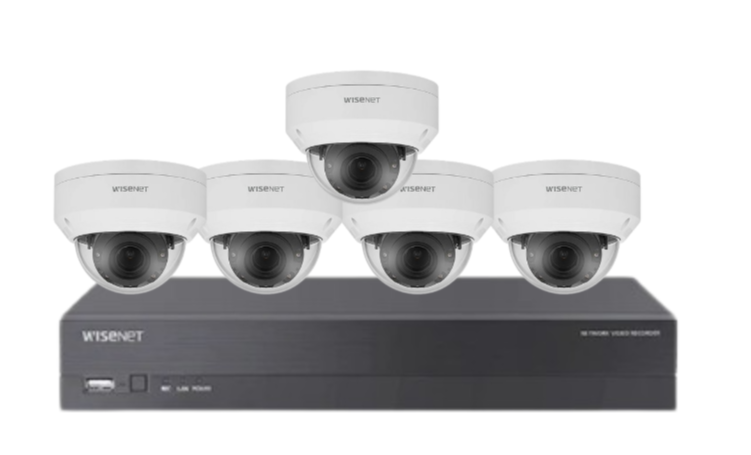 Wisenet Hanwha x8 Camera CCTV Kit with 8CH 8MP NVR, 4MP Vandal Dome Cameras A Series + HDD – CT-ANV-L7012R / CT-ARN-810S