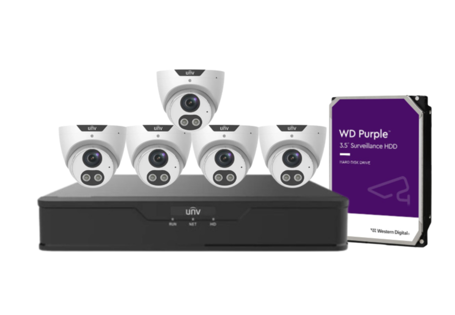 Uniview x8 5MP Tri-Guard CCTV Camera Kit with AI Smart Detection, PoE NVR, Night Vision, and HDD – IPC3615SB-ADF28KMC-I0 + NVR301-08B-P8-IQ