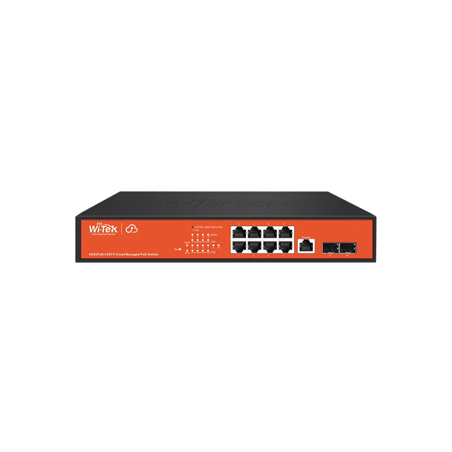 Wi-Tek WI-PCMS310GF 8-Port Gigabit PoE Switch with 2 Gigabit SFP Slots - Cloud L2 Managed