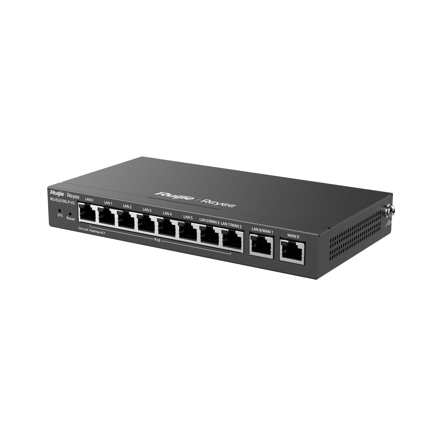 RG-EG210G-P-V3 Reyee Cloud Managed PoE Router – 10 Gigabit Ports, 8 PoE+ Ports, 200 Users, 600 Mbps Throughput