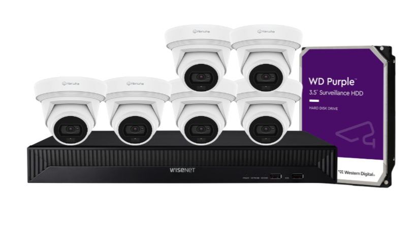 Hanwha Vision x8 Q-Core 8MP AI FlatEye Camera with 8-Channel NVR Kit – Complete 4K Surveillance Solution