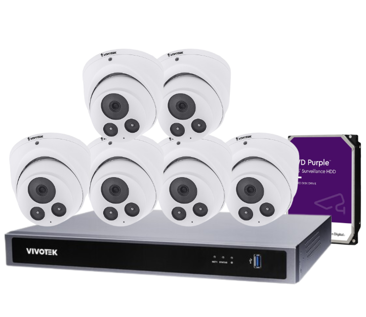 Vivotek IT9380-H 5MP CCTV Kit with 8 Cameras + 8-Channel NVR & HDD – Complete AI Surveillance System