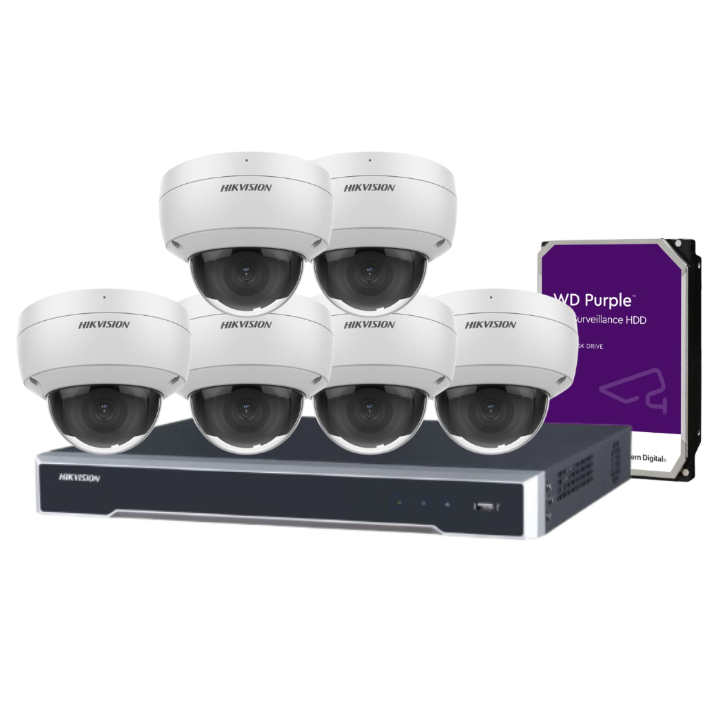 Hikvision 6MP AcuSense 8-Camera CCTV Kit with 8-Channel PoE NVR | DS-2CD2166G2-ISU Cameras + DS-7608NI-M2/8P 8K Recorder + HDD | IP67 IK10 | AI Detection + Audio