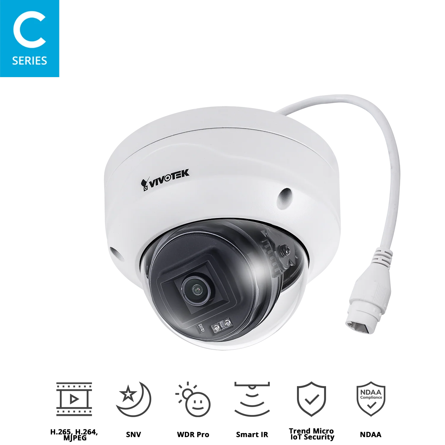 VIVOTEK FD9380-H 5MP Outdoor Fixed Dome IP Camera with Smart IR, WDR Pro, H.265, SNV, IP66/IK10, PoE, 2.8mm or 3.6mm Lens Options