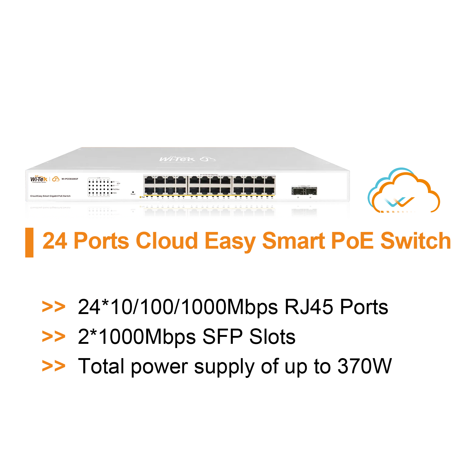 WI-Tek Cloud Easy Smart 24-Port PoE Switch (WI-PCES326GF V2)