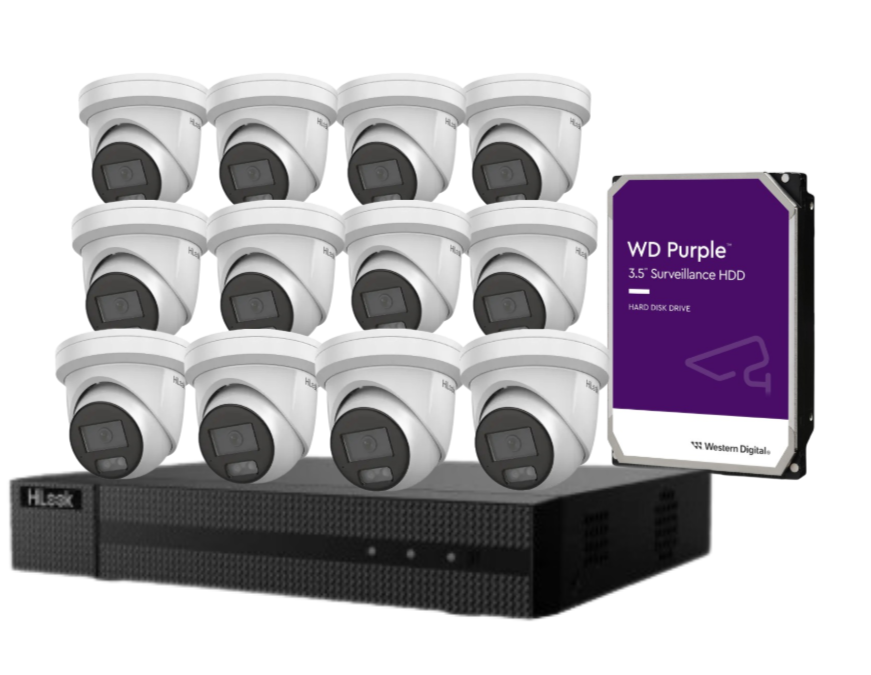 HiLook 16-Channel 6MP AI CCTV Kit with PoE NVR, HDD & Dual-Mic Turret Cameras – IPC-T361H-MU#AUS | Complete Surveillance System for Commercial & Residential Use