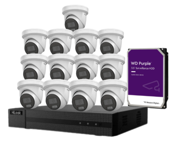 HiLook 16-Channel 6MP AI CCTV Kit with PoE NVR, HDD & Dual-Mic Turret Cameras – IPC-T361H-MU#AUS | Complete Surveillance System for Commercial & Residential Use