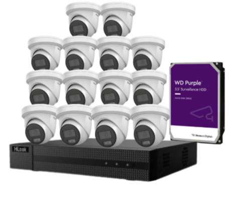 HiLook 16-Channel 6MP AI CCTV Kit with PoE NVR, HDD & Dual-Mic Turret Cameras – IPC-T361H-MU#AUS | Complete Surveillance System for Commercial & Residential Use
