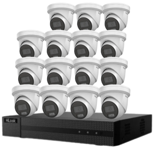 HiLook 16-Channel 6MP AI CCTV Kit with PoE NVR, HDD & Dual-Mic Turret Cameras – IPC-T361H-MU#AUS | Complete Surveillance System for Commercial & Residential Use