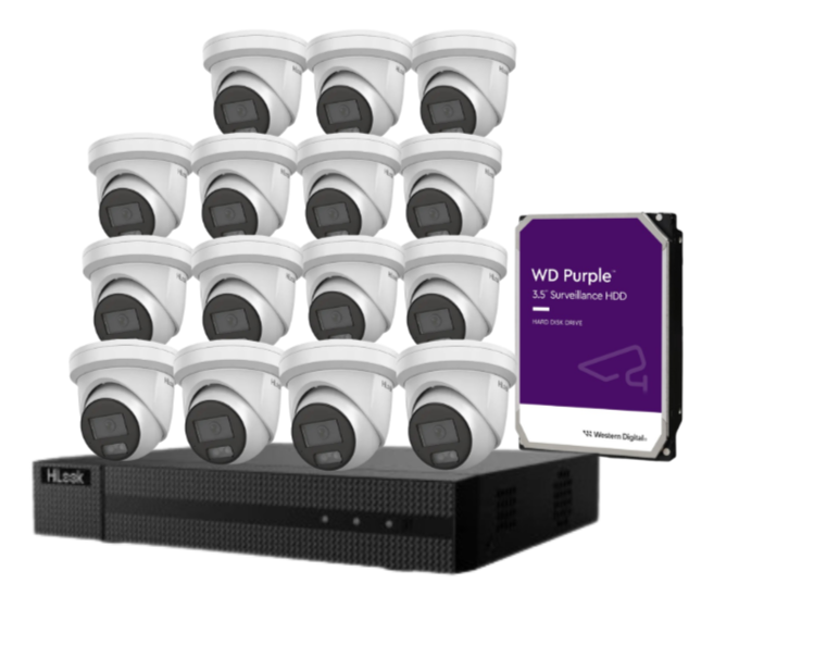 HiLook 16-Channel 6MP AI CCTV Kit with PoE NVR, HDD & Dual-Mic Turret Cameras – IPC-T361H-MU#AUS | Complete Surveillance System for Commercial & Residential Use