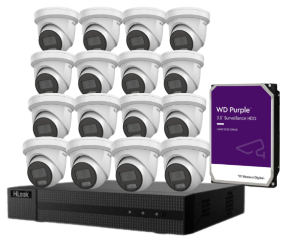 HiLook 16-Channel 6MP AI CCTV Kit with PoE NVR, HDD & Dual-Mic Turret Cameras – IPC-T361H-MU#AUS | Complete Surveillance System for Commercial & Residential Use