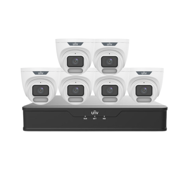 Uniview OWLVIEW 8MP 4K CCTV Kit – 8x Turret Cameras + 8-Channel PoE NVR with HDD | IPC3628LE-ADF28K-WP + NVR301-08B-P8-IQ