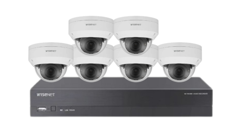 Wisenet Hanwha x8 Camera CCTV Kit with 8CH 8MP NVR, 4MP Vandal Dome Cameras A Series + HDD – CT-ANV-L7012R / CT-ARN-810S