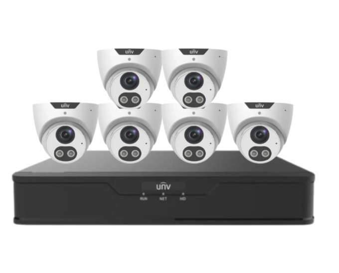 Uniview x8 5MP Tri-Guard CCTV Camera Kit with AI Smart Detection, PoE NVR, Night Vision, and HDD – IPC3615SB-ADF28KMC-I0 + NVR301-08B-P8-IQ