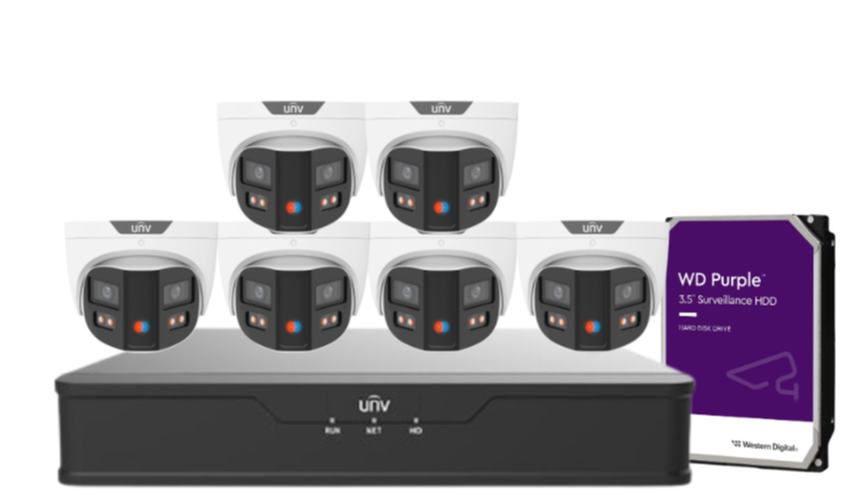 Uniview PRIME-III 8MP 180° Dual-Lens AI CCTV Kit – 8 Channel NVR + HDD – ColorHunter, Smart AI, 30m IR – SKU: IPC3K28SE-ADF28KMC-DL-I0-SED