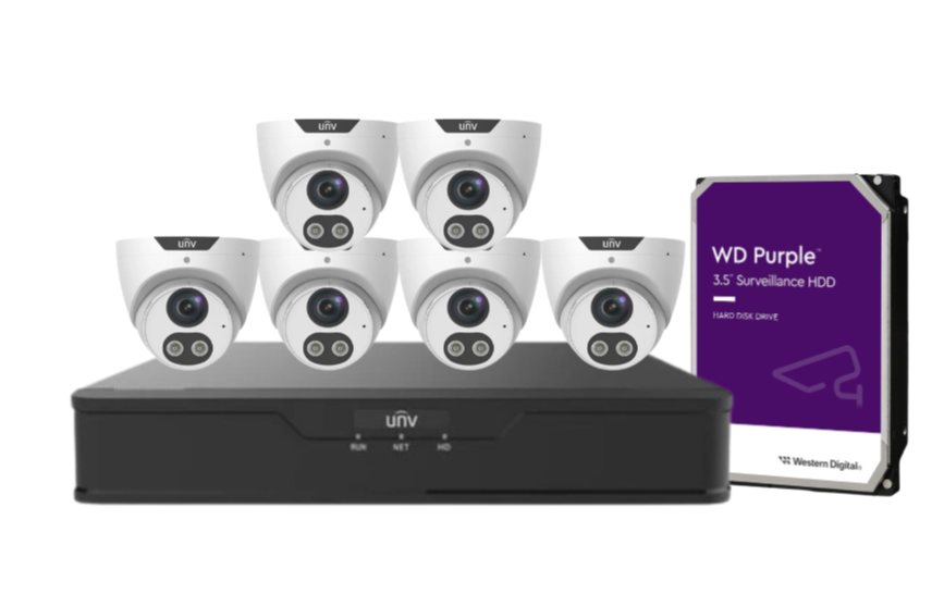 Uniview x8 5MP Tri-Guard CCTV Camera Kit with AI Smart Detection, PoE NVR, Night Vision, and HDD – IPC3615SB-ADF28KMC-I0 + NVR301-08B-P8-IQ