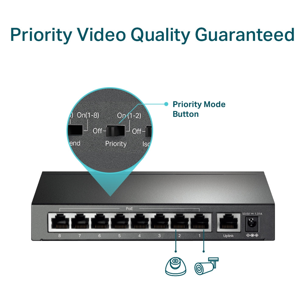 TP-Link TL-SF1009P 9-Port 10/100Mbps Desktop PoE+ Switch | Reliable Power & Data for Small Networks – EOL