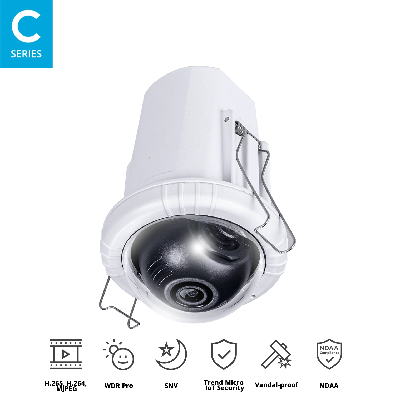 VIVOTEK FD9182-H 5MP Recessed Mount Fixed Dome IP Camera with WDR Pro, SNV, Smart Stream III, Built-in Mic, and PoE Support