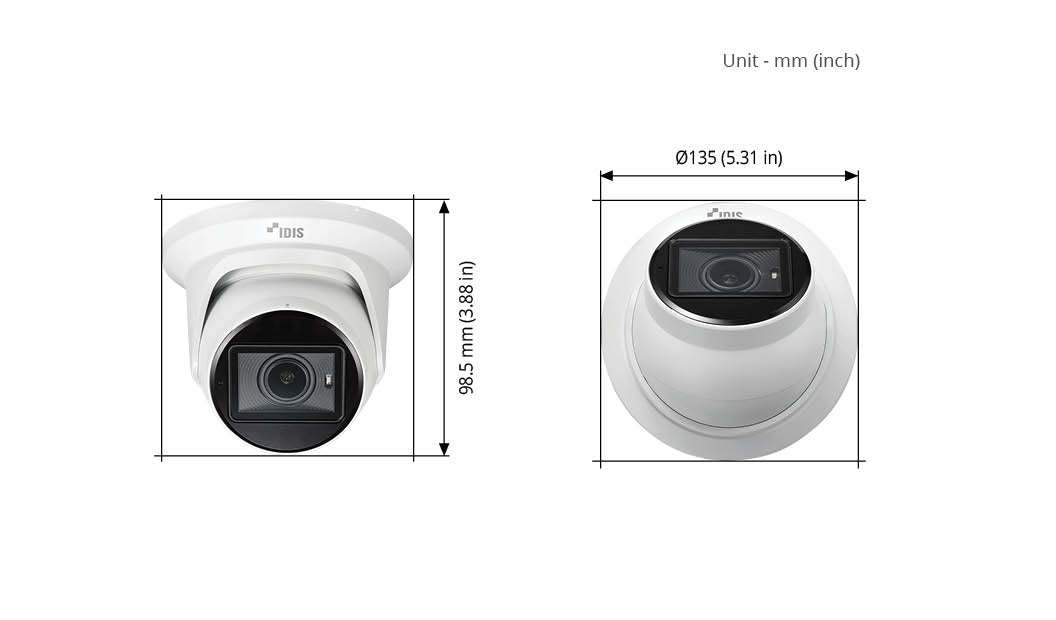 IDIS DC‑D4532WERA 5MP AI IR Turret Camera | H.265, NDAA Compliant, DirectIP, Motorised Zoom