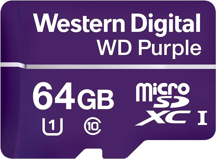 WESTERN DIGITAL, Purple Surveillance 64GB MicroSD Surveillance SD Card