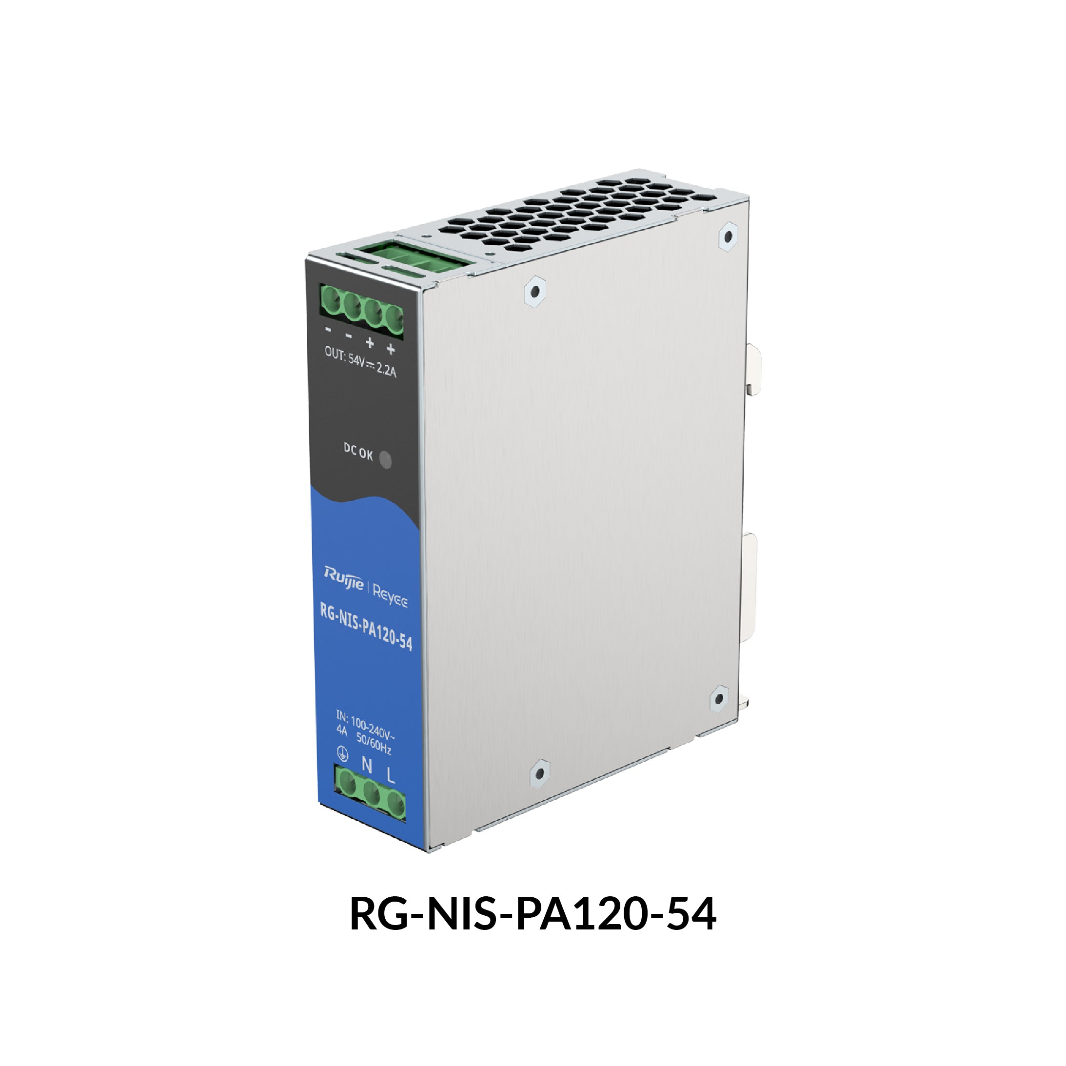 RG-NIS-PA Industrial Power Supply – RG-NIS-PA120-54 & RG-NIS-PA240-54, Fanless, High Reliability, Wide Temperature Range, 52V DC Output