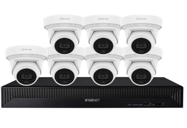 Hanwha Vision x8 Q-Core 8MP AI FlatEye Camera with 8-Channel NVR Kit – Complete 4K Surveillance Solution
