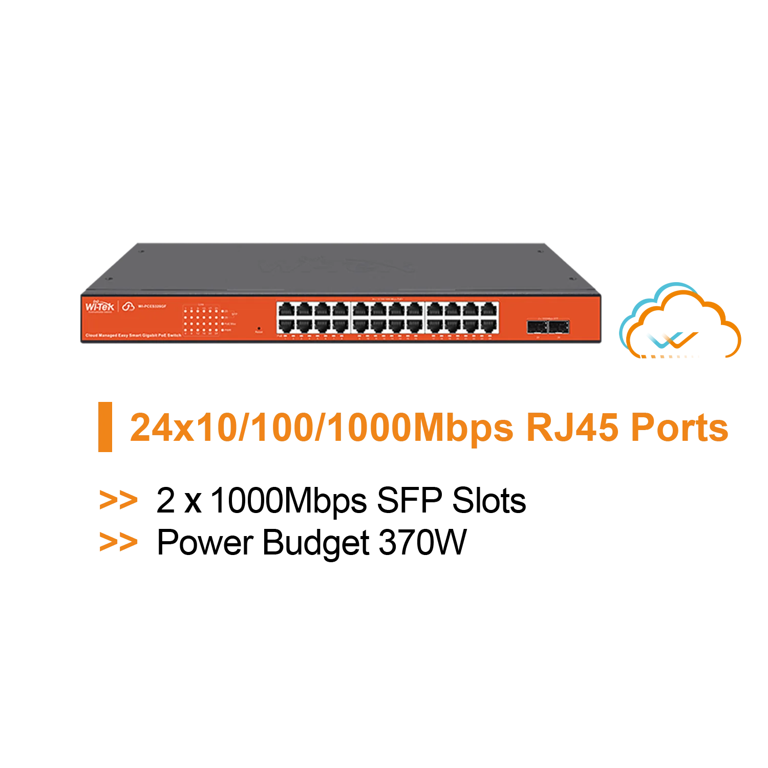 WI-Tek Cloud Easy Smart 24-Port PoE Switch (WI-PCES326GF)