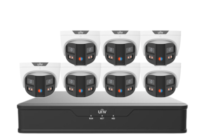 Uniview PRIME-III 8MP 180° Dual-Lens AI CCTV Kit – 8 Channel NVR + HDD – ColorHunter, Smart AI, 30m IR – SKU: IPC3K28SE-ADF28KMC-DL-I0-SED