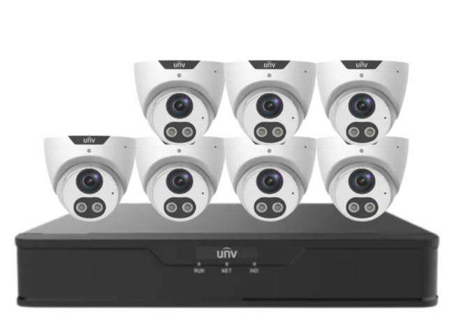 Uniview x8 5MP Tri-Guard CCTV Camera Kit with AI Smart Detection, PoE NVR, Night Vision, and HDD – IPC3615SB-ADF28KMC-I0 + NVR301-08B-P8-IQ