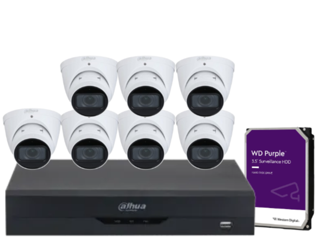 Dahua x8 4MP AI CCTV Kit with 8-Channel WizSense NVR, Vari-Focal Eyeball Cameras & HDD – IPC-HDW3441T-ZAS + DHI-NVR4108HS-8P-AI/ANZ
